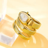 Luxury Ladies Snake Shape Quartz Women's Fashion Watches Creative Quartz Unique Bracelet Elegant Jewellery