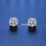 VVS1 Sterling Silver White Pink Yellow Red Orange Moissanite Diamonds Stud Earrings