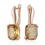 14 Karat Gold Filled Fashion Square Brown AAA Zircon Crystals High Quality Drop Earrings