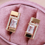 14K Gold Filled Vintage Princess Cut AAA Zircon Micro Inlay Earrings Fine Jewellery