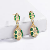 Classic 925 Silver Plated Drop Shaped Fashion Hand-crafted Enamel Earrings