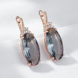 14 Karat Gold Filled Grey Oval Drop Dangle AAA+ Lab Created Diamonds Earrings