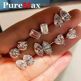 Luxury 0.5-3 Carats Cushion Marquise Oval Moissanite Diamonds Silver Stud Earrings