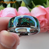 Opal Inlay Domed Polished 8mm Mens Womens Tungsten Engagement Wedding Rings