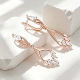 Glossy Rhombus 14K Filled Gold AAA Zircon Diamonds Drop Earrings for Women Fine Jewellery