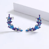 Creative Small Fish Shape Handmade Enamel Zircon Diamonds Stud Earrings