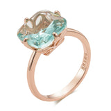 14K Filled Gold Big Square Light Green AAA Zircon Crystal Fashion Rings For Women