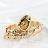 Classic Creative Design Snake Shape Watch for Women. Gold Bracelet Bling bling Diamonds Quartz Ladies Watches