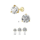 Sterling Silver Six Claws Sparkling Moissanite Diamonds Flat Back Stud Earrings