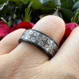 Laser Engraved Pipe Cut Brushed Finish 6MM 8MM Tungsten Wedding Men Women Rings
