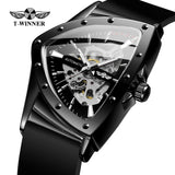 Top Brand Casual Sport Automatic Mechanical Men's Watches Triangle Silicone Strap Skeleton Hollow Racing Wristwatch
