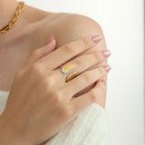 Classic Two-Colour Angel Wings Minimalist 18K Gold Plated Stainless Steel Open Ring