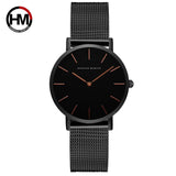 New Simple Elegant Rose Gold Tone Stainless Steel Women Bracelet Watch - Quartz Movement Steel Mesh Watches