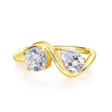 New Design Brilliant 2cttw VVS1 D Colour Moissanite Diamonds 18KGP Silver Rings