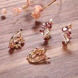 Brilliant Red Crystal Flower Luxury 14K Rolled Rose Gold AAA Zircon Crystals Trendy Fine Jewellery Earrings