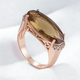 14K Gold Filled Brown Blue Red Grey Oval AAA Zircon Crystals Luxury Big Rings