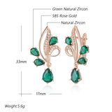14 Karat Gold Filled Luxury Emerald Green AAA Zircon Diamonds Long Drop Earrings For Women