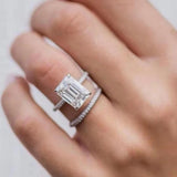 Quality Sterling Silver Emerald Cut/Radiant Cut 8*11MM AAAAA High Carbon Diamonds Big Ring Sets for Women  - The Jewellery Supermarket
