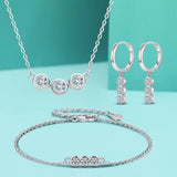 Luxury Round Bubble Moissanite Diamonds Pendant Necklace Bracelet Hoop Earrings 925 Sterling Silver Jewellery Set - The Jewellery Supermarket
