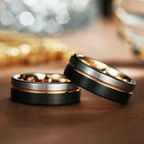 Black Tricolor Tungsten Steel Carbide  6/8mm Engagement Wedding Rings for Men Women