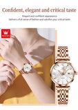 Elegant Luxury Zircon Diamond Rose Gold Colour Stainless Steel Waterproof Date Ladies Dress Wristwatches, Ideal Gift
