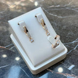 Simple Elegant Filled 14K Rose Gold With White AAA Zircon Diamonds Daily Party Fine Jewellery Drop Earrings