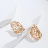 Hot Fashion Simple Metal Flower Glossy 14K Filled Rose Gold Dangle Earrings, High Quality Daily Fine Jewellery