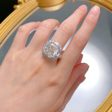 New European and American Style Ice Flower Cut 12 * 14G High Quality AAAAA High Carbon Diamonds Luxury Ring