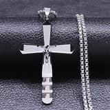 Cross Christian Church Prayer Necklace - Stainless Steel Gold Colour Bible Amulet Necklaces Jewellery - The Jewellery Supermarket