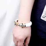 New Unique Design Luxury Enameled Colorful Wolf Bangle Statement Cuff Bracelet - Fashion Jewellery for Women - The Jewellery Supermarket