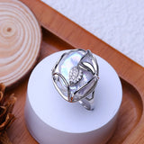 Vine Leaf Design Big Baroque White Blue Pearl Silver Gold Color Rings
