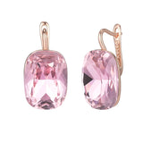 14K Rolled Gold Big Oval Pink AAA Zircon Crystals Dangle Earrings High Quality Jewelry