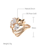 New Hyperbole Crystal Flower 14K Filled Rose Gold White AAA Zircon Diamonds Ring - Party Fashion Wedding Jewellery