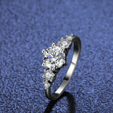 Sparkling 925 Silver 1CT D Colour Moissanite Diamond Rings for Women Engagement Wedding jewellery with GRA