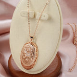 14K Gold Filled Vitality Plant Retro Texture Big Charm Pendant Necklaces for Women