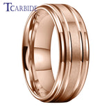 Grooved Stepped Finish 4 Colors 8mm Men Women Tungsten Satin Wedding Rings