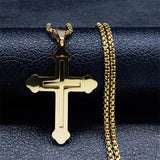 Popular Stainless Steel Long JESUS CROSS Necklaces - Gold Colour Chain Christian Necklaces Jewellery - The Jewellery Supermarket