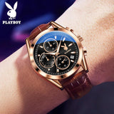 Original Luxury Brand Men's Leather Strap Quartz Watch High Quality Business Wristwatch Trendy Men's Watch