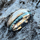 Meteorite Carbon Fiber Inlay 8mm Tungsten  Engagement Wedding Rings for Men Women