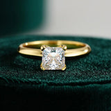 Terrific 1Carat Princess Cut Moissanite Solitaire Diamond Rings Silver 18K Gold Plated Wedding Engagement Jewellery