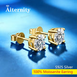 Dazzling 0.3CT 0.5CT 2CT Silver Square Round Moissanite Diamonds Stud Earrings