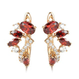 Brilliant Red Crystal Flower Luxury 14K Rolled Rose Gold AAA Zircon Crystals Trendy Fine Jewellery Earrings