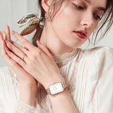 Elegant Rectangle Ultrathin Nordic New Design Quartz Movement Fashion Stainless Steel Mesh Bracelet Ladies Watches