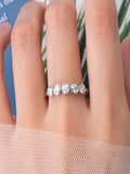 GRA Certified 3mm Round Half Eternity Moissanite Diamonds Rings for Women 925 Silver Engagement Wedding Jewellery