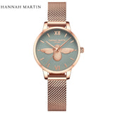Elegant Luxury 3D Engraved Bee Dial Ladies Watch Rose Gold Plated 31mm Classic Casual Dress Watch with Bracelet Set