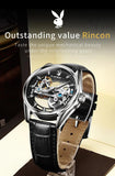 Luxury Brand New Fashion Original Skeleton Leather Strap Automatic Mechanical Wrist Watches for Men