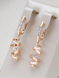 14 Karat Gold Filled Simple Geometric AAA Zircon Diamonds Long Drop Earrings For Women