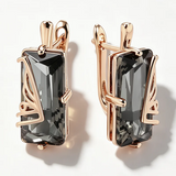14 Karat Gold Filled Square Grey AAA Zircon Crystal Long Drop Luxury Earrings For Women