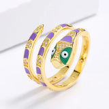 925 Silver Cute Creative Animal Cartoon Enamel Snake Ring