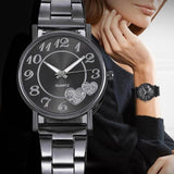 New Elegant Rose Gold Silver and Black Colour Heart Dial Watches -  High-level Female Luxury Watches for Women - The Jewellery Supermarket